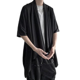 Nukty Summer Japanese Darkness shirt Man Cardigan Harajuku Woman Black Coat Cloak Beach Shirt Obi Streetwear Loose Thin Outer
