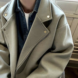 Nukty MEN WINTER OUTFIT Winter Thickened Short Woolen Coat Men Warm Casual Zipper Woolen Jacket Men Korean Loose Thick Woolen Coat Mens Jackets Coat
