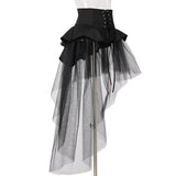 Nukty Women Gothic Punk Corset Skirt Irregular Steampunk Cocktail Mermaid Tulle Belt Skirts