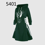 Nukty Casual Women Long Sleeve Autumn Dress Drawstring Lace Up Mini Hoodie Dress Vestidos Femme Gothic Fashion Dress Streetwear