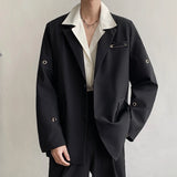 Nukty Stylish New Metal Button Men Blazer Lapel Long Sleeve Party Streetwear Fashion Casual Suits Men Korean Suit Jacket Coats