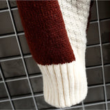Nukty Autumn Winter Men Sweater Warm Top New Fashion Stitching Color Matching Pullover Round Neck Sweater Thickened Knitted Sweater
