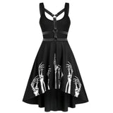 Nukty Gothic Black Dress Sexy Skirt For Women Halloween Costumes Horrible Christmas Carnival Easter Terrible Skull Bones Clothing Red