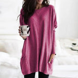 Nukty Women‘s Long Sleeve Pocket Tunic Tops Blouse Ladies Casual Loose Jumper Pullover Plus Size Clothing For Female