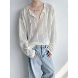 Nukty Rice White Shirts for Men Hollow Out Blouse Men Handsome Fashion Men Clothing Vacation Sexy Mesh Long-sleeved Shirts