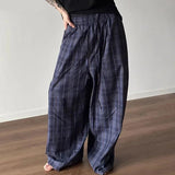 Nukty Men Plaid Pants Elastic Waist Loose Joggers Casual Straight Trousers Men Streetwear 2024 Fashion Male Long Pants S-5XL