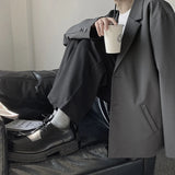 Nukty Blazers Men Casual Solid Color Loose Long Sleeve Suit Jacket Streetwear for Male Daily Outerwear Autumn Suit's Tops Chic