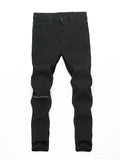 Nukty Distressed Knee Holes Elastic Skinny Jeans Men Ripped Biker Denim Pants Solid Washed Streetwear Black Pantalones Hombre Joggers