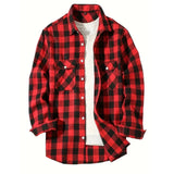 Nukty Men's Shirts Button-Up Classic Plaid Smart Casual Flannel Shirt Long Sleeved Chest Two Pockets Design Spring Autumn Men Tops