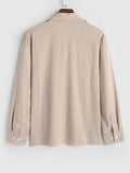 Nukty Long Sleeve Men's Shirts Solid Color Linen Textured Turn Down Collar Pullover Shirt Casual Streetwear Tops