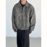 Nukty Short Leather Jacket Men Oversized Fashion Casual Motorcycle Jackets Men Streetwear Hip-hop Loose Bomber Jacket Mens Outwear
