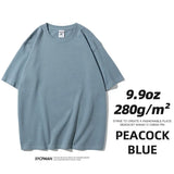 Nukty 280gsm High Qualtity Oversized Heavy T-shirt for Men Short Sleeve Tee Cotton Solid Color Trend Leisure Green White Black