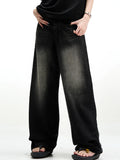 Nukty Male Classic America Hip Hop Rap Jeans Wide Leg Youth Popular Jeans Men Straight Leg Retro Loose Trousers Oversized Denim Pants