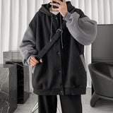 Nukty Korean Style  Stylish Ribbed Cuff Hood Jacket Super Soft Unisex Jacket Single Breasted   for Dating