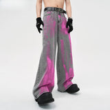 Nukty Coated Jeans Men's American High Street Wasteland Gray Wide-leg Pants Men Women A-type Smoke Gray Floor Pants 2025