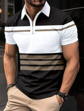 Nukty 2024 Summer Best-Selling Men's Polo Shirt Lapel Printed Men's Clothing Stripes Polo Shirt Casual Sports Men's Shirt