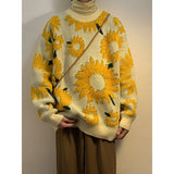 Nukty Winter Sunflower Warm Sweaters Male O-Neck Pullovers Sweater for Men Loose Casual Sweater Oversize Thick Knitted Couple Unisex