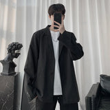 Nukty Blazers Men Casual Solid Color Loose Long Sleeve Suit Jacket Streetwear for Male Daily Outerwear Autumn Suit's Tops Chic