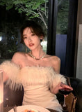 White Vintage Luxury Midi Dresses for Women Autumn New France Sexy Fashion Slim Bandage Party Wedding Formal Female Clothes