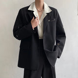 Nukty Stylish New Metal Button Men Blazer Lapel Long Sleeve Party Streetwear Fashion Casual Suits Men Korean Suit Jacket Coats