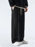 Nukty Winter Thick Fleece Warm Sweatpants Men Streetwear Wide-Leg Straight Loose Track Pants Male Casual Thermal Velvet Trousers