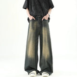 Nukty Men Loose Casual Denim Pants Male Fashion Casual High Waist Straight Wide Leg Trousers High Street Baggy Denim Long Pants