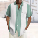 Nukty men summer outfits Male Pocket Regular-Fit Button-Down Work Man Shirt Mens Vintage Bowling Shirts 1950s Casual Short Sleeve гавайская рубашка