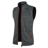 Nukty Autumn and Winter Men's Knitted Velvet Fashion Casual Top Zipper Vest Sleeveless High Neck Fleece Solid Color Men's Wear
