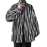 Nukty Men's Long Sleeve Striped Shirts Spring New Korean Button Up Shirt Unisex Fashion Casual Oversize Blouse Printed Clothing