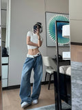 Nukty Vintage Y2k Jeans Women Baggy Kpop Gyaru Streetwear Wide Blue Denim Pants Harajuku Korean Acubi Fashion High Waist Jeans