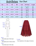 Nukty Women Renaissance Skirts Lace Hem Tiered Skirt Elastic Waist A-Line Maxi Skirt Club Party Vintage Steampunk Casual Skirt