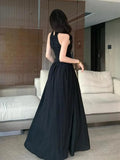 Nukty Elegant Backless Sexy Club Pleated Vest Long Dresses Women Black High Waist Beige V Nec Vacation Slim Party Evening Dress Summer