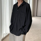 Nukty Shirts for Men Hollow Out Lapel Men Blouse Vacation Sexy Handsome Fashion Men Clothing Mesh Long-sleeved Shirts Black/Apricot