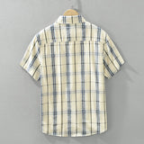 Nukty Fashion Plaid Short Sleeve Shirts for Men 2024 Summer New Plus Size Casual Loose Cotton Shirts