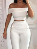 Nukty Spring Fashion Two Piece Set Women Casual Solid Slim Short High Waist Long Pants Office Lady Suits Summer Clothes for Women