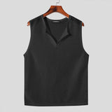 Nukty Men Tank Tops Mesh Hollow Out Solid V Neck Sleeveless Summer Male Vests Streetwear Transparent Fashion Men Clothing INCERUN