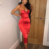 Nukty Sexy Solid Slip Suspenders Backless Dress Women Y2K Summer Elegant Sexy Slim Dress Strap Woman Evening Dress Birthday Party