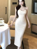 Nukty Korean Lace Stitching Elegant Mid-length Party Dresses V-neck Hollow See Through Sexy Long Sleeve Dress  Women Autumn New