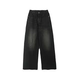 Nukty Summer Men Baggy Denim Jeans Male New Fashion Wash Straight Wide Leg Casual Trousers High Street Hot Sale Loose Trousers