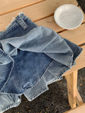 Nukty Vintage Women Street Clothing Solid Color Fashion Blue Denim Short Skirt Fashion Match All Y2K High Elastic Waist Pleated Skirts