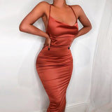 Nukty Sexy Solid Slip Suspenders Backless Dress Women Y2K Summer Elegant Sexy Slim Dress Strap Woman Evening Dress Birthday Party