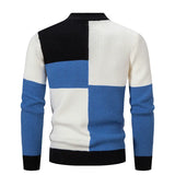 Nukty Men’s Mock Neck Pullovers Youthful Vitality Fashion Patchwork Knitted Sweater Men Slim Casual Pullover Autumn Wintr Knitwear Man