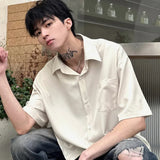 Nukty Summer Man Solid Color Light Thin Short Sleeved Shirt Men's Women's Romantic Casual Loose Versatile Solid Color Shirt Jacket