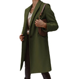 Nukty Women's S-3XL Size New Autumn/winter Solid Color Lapel Mid Length Button down Woolen Coat Jacket