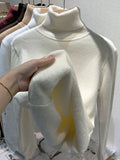 Nukty Turtleneck Winter Sweater Women Elegant Thicken Velvet Lined Warm Sueter Knitted Pullover Slim Tops Jersey Knitwear Jumper New