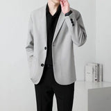 Nukty Men Suit Jackets Blazer Coat Slim Fit Smart Casual Autumn New Fashion Clothing Two Buttons Solid Color Korean Black/Khaki/Coffee