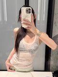 Nukty Pure Desire Micro Transparent Lace Strap Vest Women's Spring New Thin Style Sexy Look Thin Spicy Girl Top
