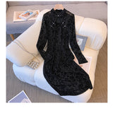 Nukty Vintage Sexy Black Lace Long Sleeve Midi Dresses Women Spring Autumn Korean Elegant Fashions Evening Party Female Clothing