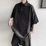 Nukty Shirts Men Floral Japanese Style Fashion Loose  Pleated Vibe All-match High Street Youthful Cool Designed Vintage surplice