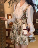 Nukty Vintage Floral Mini Strap Dress Women Sleeveless Sexy Sweet Princess Dress Casual Elegant Women's Dresses for Party 2022 Autumn